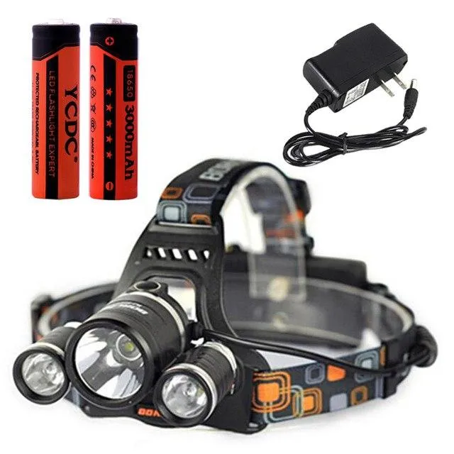 2X 18650 Rechargeable Battery 2000 5000lm High Brightness Head lamp Led Headlamp with Batteries Alu-alloy Body Lantern Charger