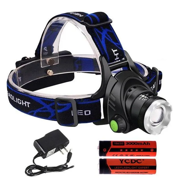 2X 18650 Rechargeable Battery 2000 5000lm High Brightness Head lamp Led Headlamp with Batteries Alu-alloy Body Lantern Charger