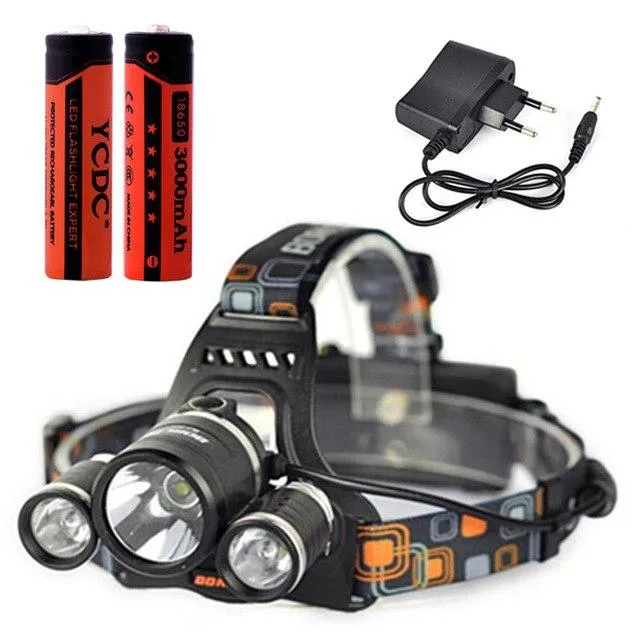 2X 18650 Rechargeable Battery 2000 5000lm High Brightness Head lamp Led Headlamp with Batteries Alu-alloy Body Lantern Charger