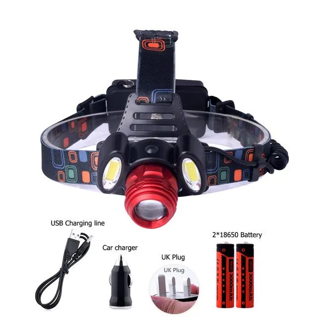 2X 18650 Rechargeable Battery 2000 5000lm High Brightness Head lamp Led Headlamp with Batteries Alu-alloy Body Lantern Charger