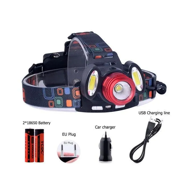 2X 18650 Rechargeable Battery 2000 5000lm High Brightness Head lamp Led Headlamp with Batteries Alu-alloy Body Lantern Charger