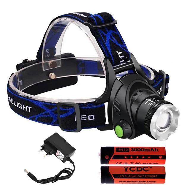 2X 18650 Rechargeable Battery 2000 5000lm High Brightness Head lamp Led Headlamp with Batteries Alu-alloy Body Lantern Charger