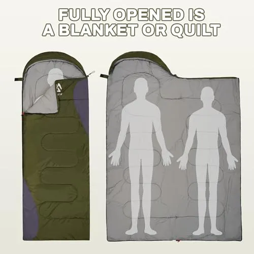 3-4 Seasons Sleeping Bag w/ Compression Sack for Adults,Teens,Kid