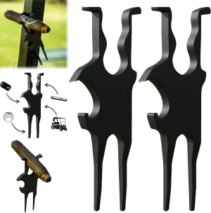 3-in-1 Golf Multi-Tool, Magnetic Golf Multi-Tool for Cart, Magnetic Golf Cart Holder with Clamp, Divot Tool Ball Marker & Beverage Opener Multi-Tool, 2 PCS