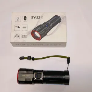 3-KM Range SY-2211 Hand Torch Light LED - Battery Power Bank, Powerful Torch ( Random Color )