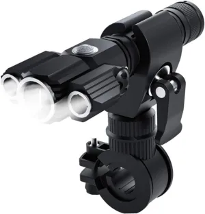 3 Lamp Head Aircraft Shape Flashlight L2led Waterproof Front Rear Lights USB Cable Clip No Battery for Outdoor Activities