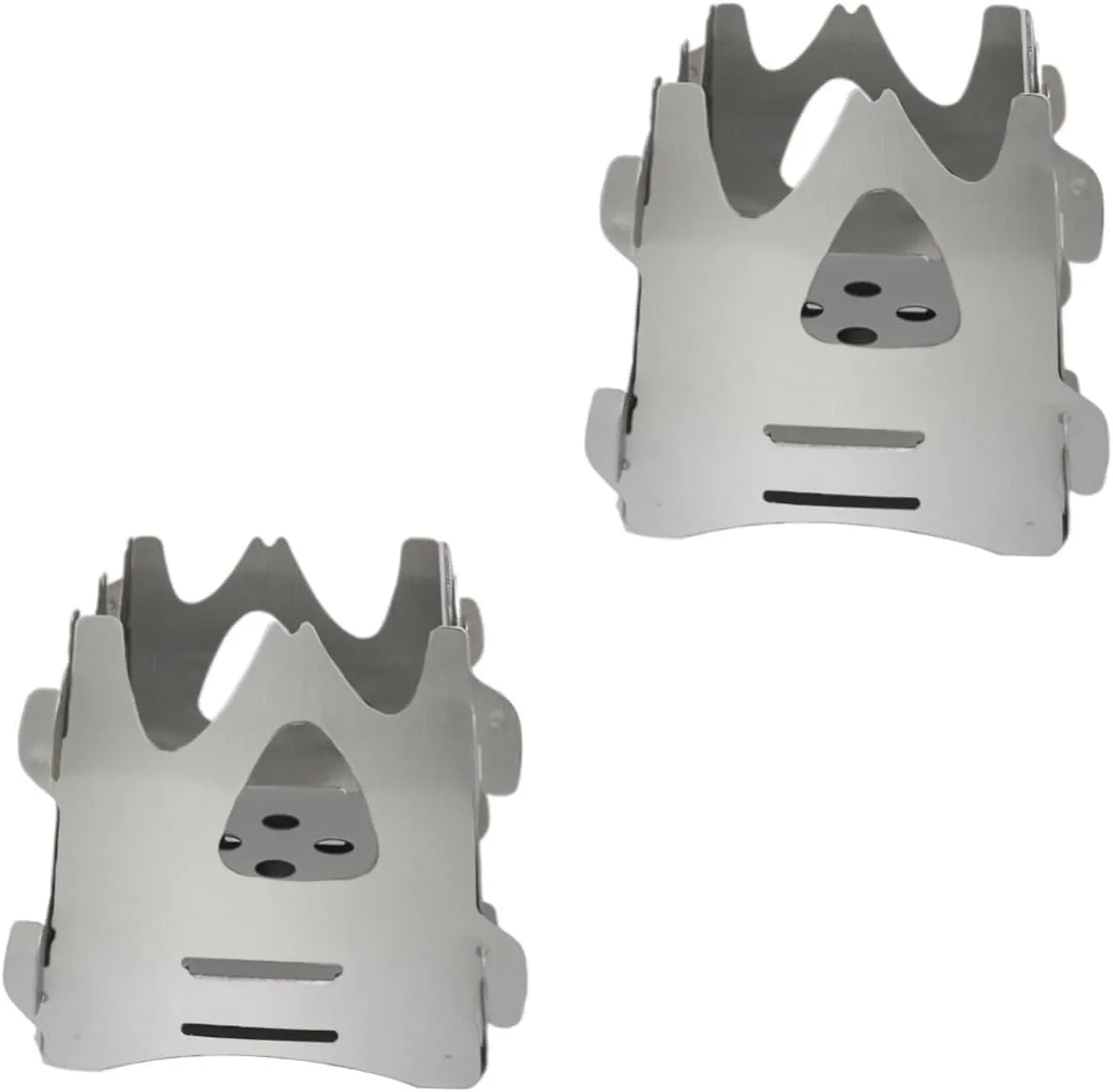 3-Pack Stainless Steel Camping Stoves - Portable Wood Burning Backpacking Stove | Foldable Compact Design for Hiking, Survival & Emergency Preparedness | Outdoor Cooking Grill with Carry Bag