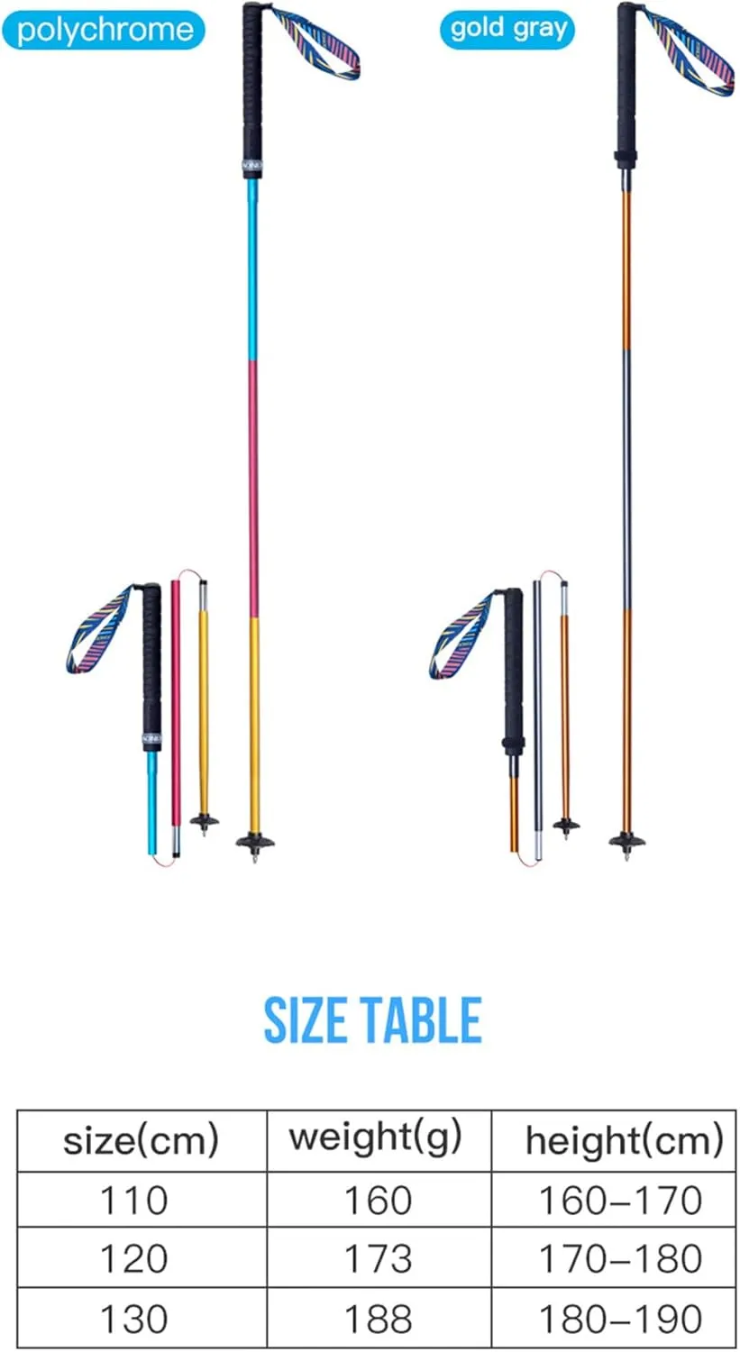 3 Section Trekking Poles Lightweight Aluminium Walking Poles Adjustable Trekking Sticks Collapsible Sticks 2pcs