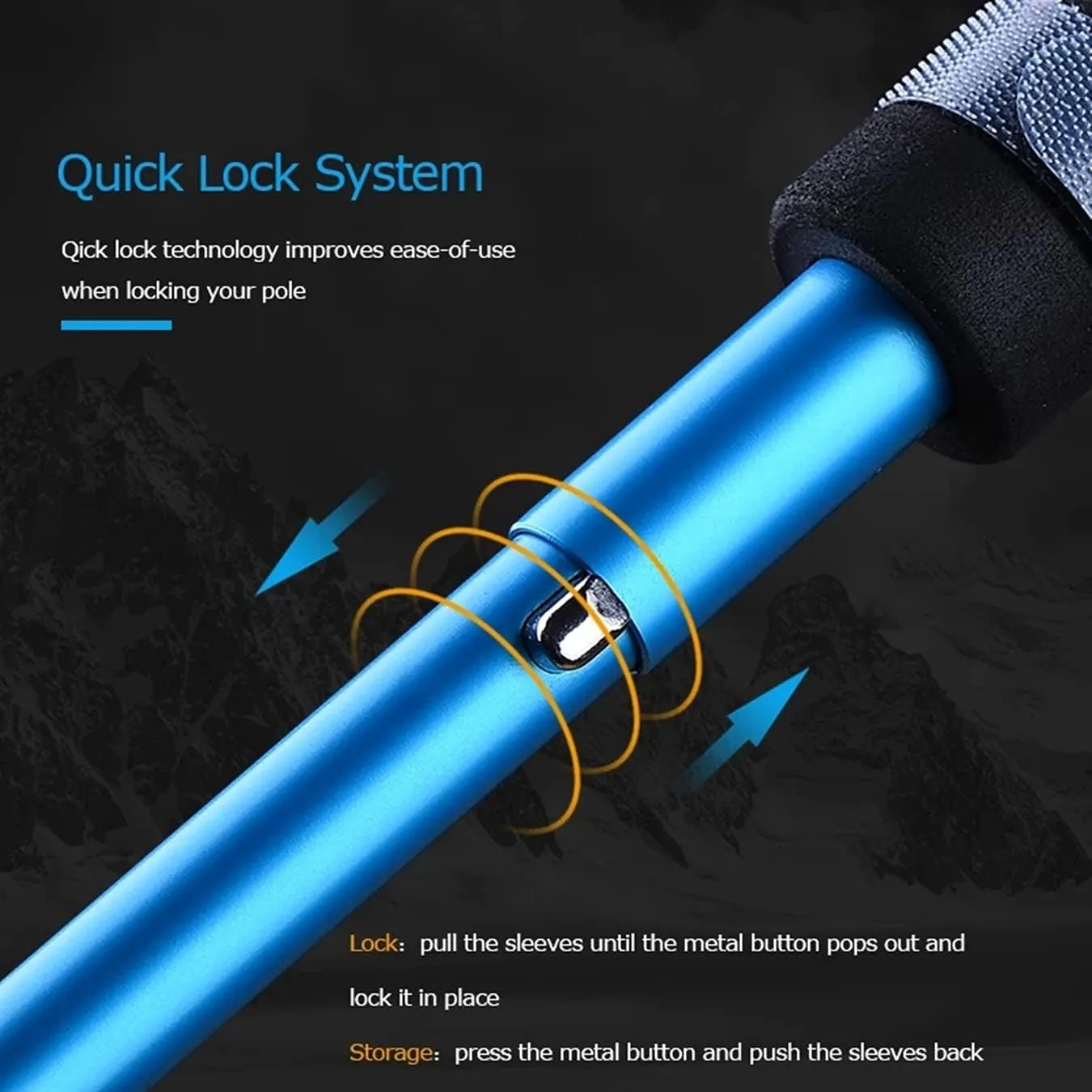 3 Section Trekking Poles Lightweight Aluminium Walking Poles Adjustable Trekking Sticks Collapsible Sticks 2pcs