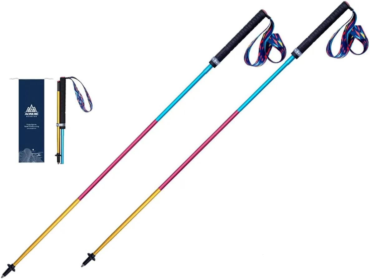 3 Section Trekking Poles Lightweight Aluminium Walking Poles Adjustable Trekking Sticks Collapsible Sticks 2pcs