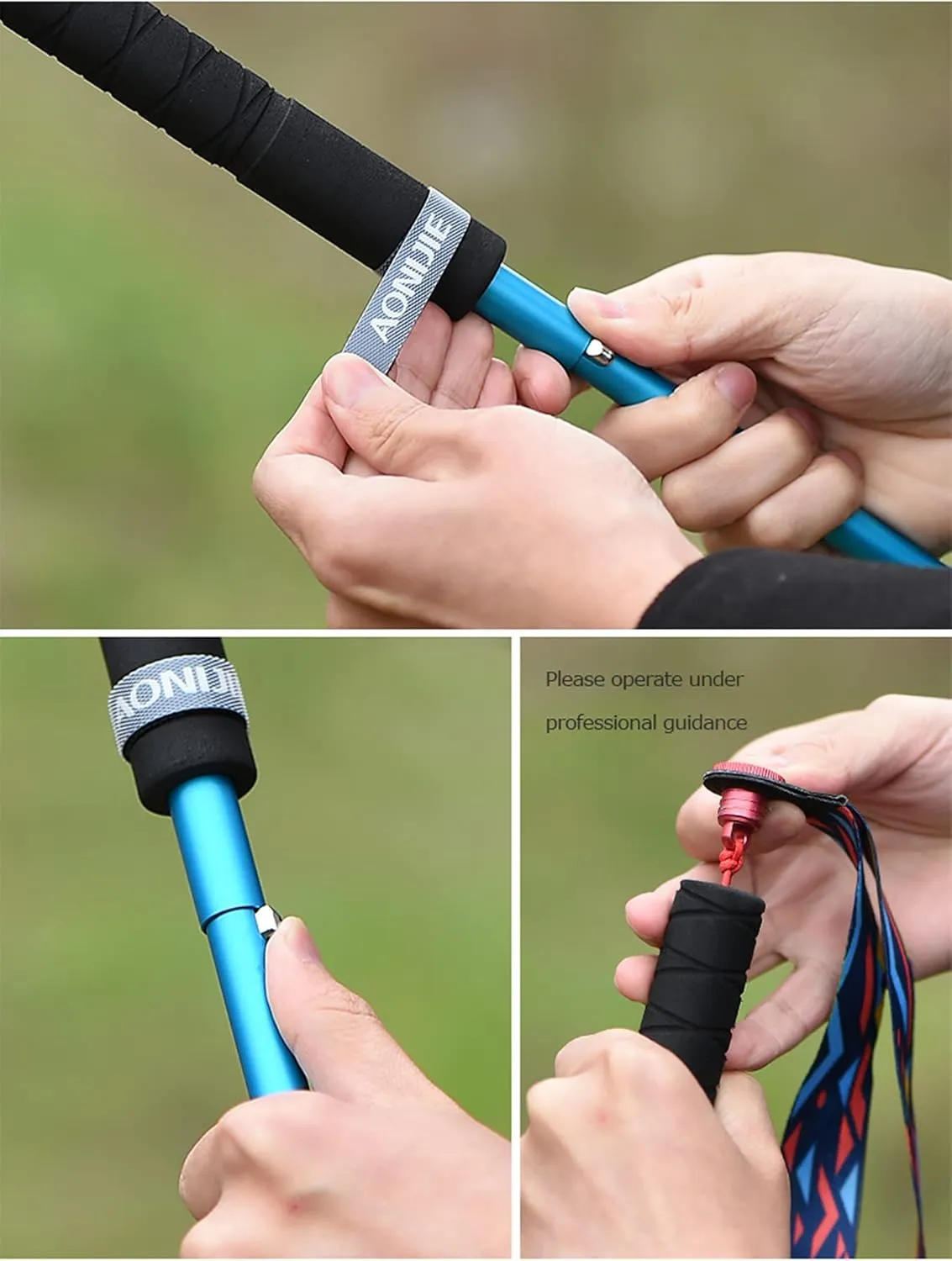 3 Section Trekking Poles Lightweight Aluminium Walking Poles Adjustable Trekking Sticks Collapsible Sticks 2pcs