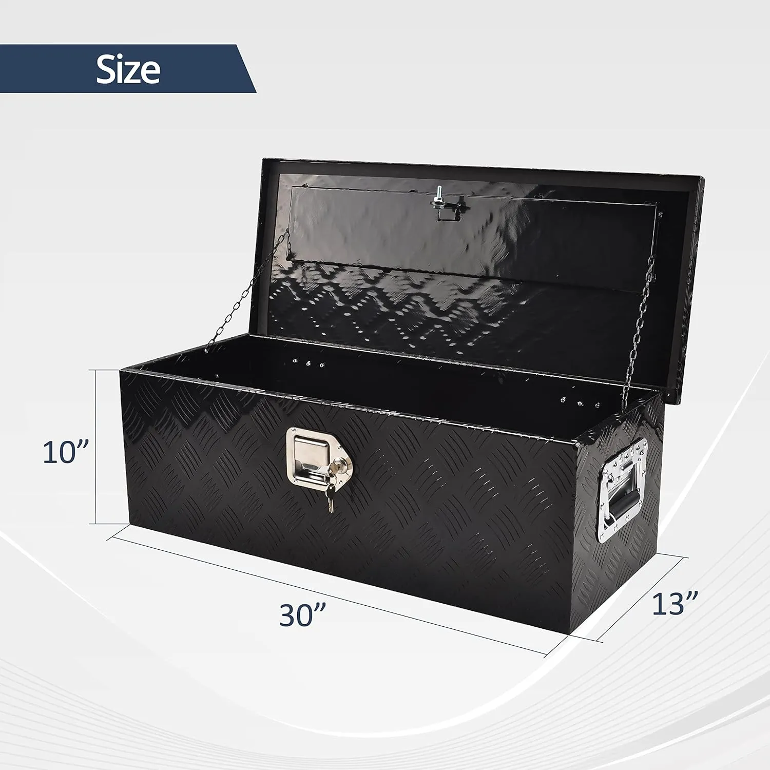 30 Inch Aluminum Truck Tool Box, Truck Bed Tool Box with Side Handle,Lock and 2 Keys, Tool Storage Box for Truck,Trailer,Pickup,RV,30"X13"X10",Black