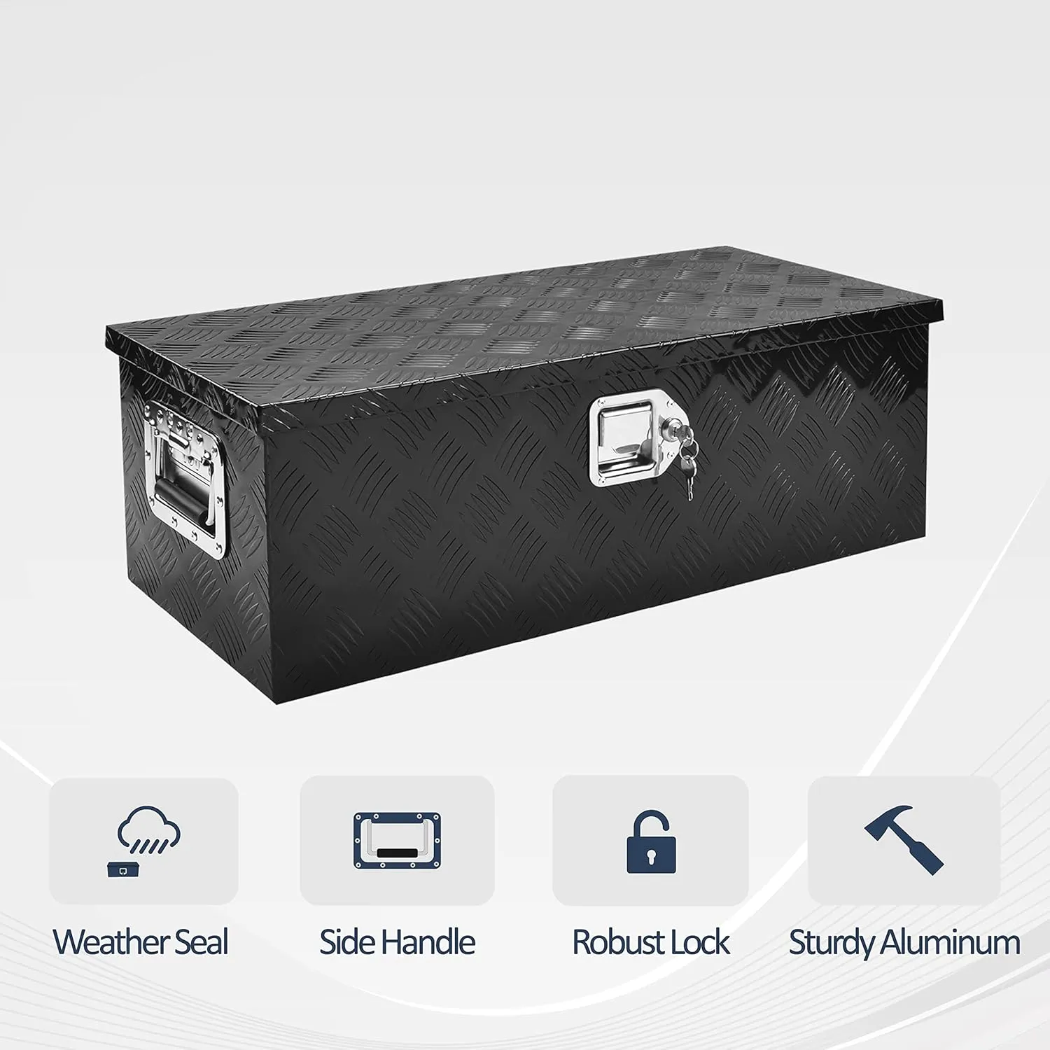 30 Inch Aluminum Truck Tool Box, Truck Bed Tool Box with Side Handle,Lock and 2 Keys, Tool Storage Box for Truck,Trailer,Pickup,RV,30"X13"X10",Black