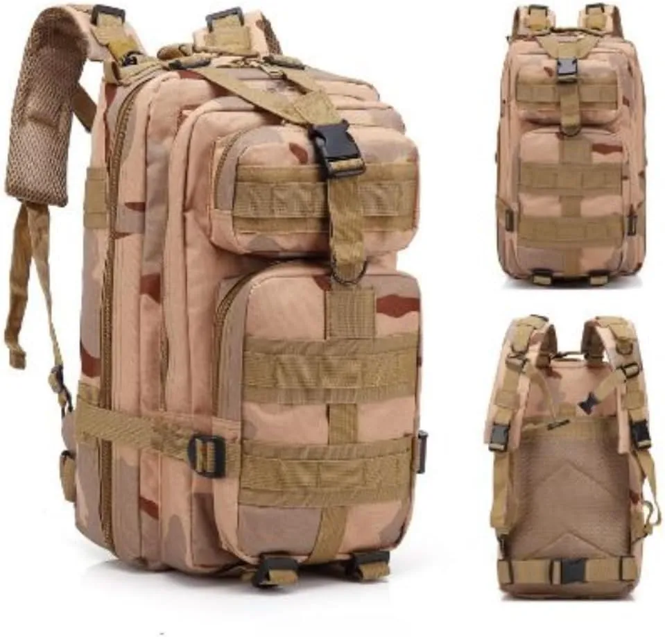30L Waterproof Hiking Tactical Backpack with MOLLE System – Lightweight & Ergonomic Design for Camping, Trekking, Outdoor Adventures (Tri-Desert Sand)