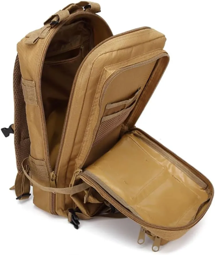 30L Waterproof Hiking Tactical Backpack with MOLLE System – Lightweight & Ergonomic Design for Camping, Trekking, Outdoor Adventures (Tri-Desert Sand)