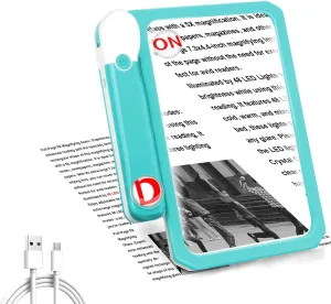 30X 10X 5X Large Magnifying Glass with Light, Rechargeable Foldable Full Book Page Magnifier, 48 LED Light Small Print Magnifier Sheet Lightweight for Low Visual Person and Seniors (Blue)