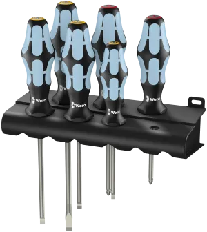3334/6 Screwdriver set, stainless and rack