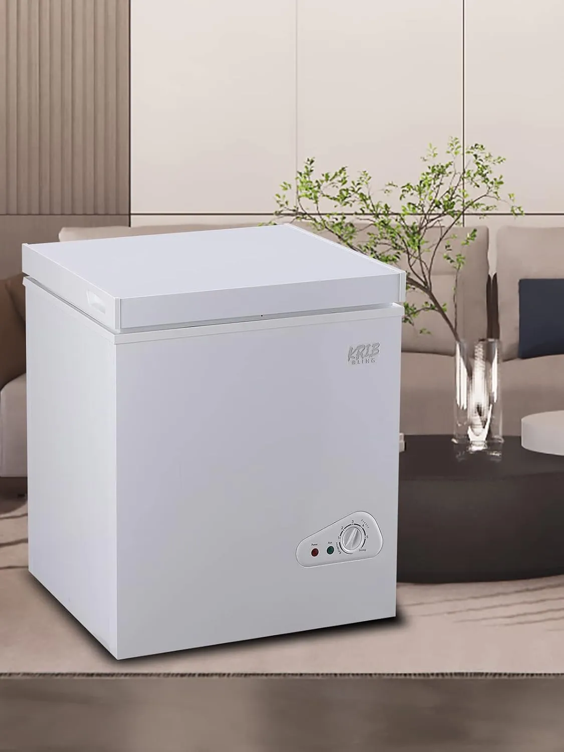 3.5 Cu.Ft Chest Freezer 7 Gears Temperature Control(-18°F to -46°F), Deep Compact Freezer with a Removable Basket, for House, Kitchen, Garage, Basement, Shop, White
