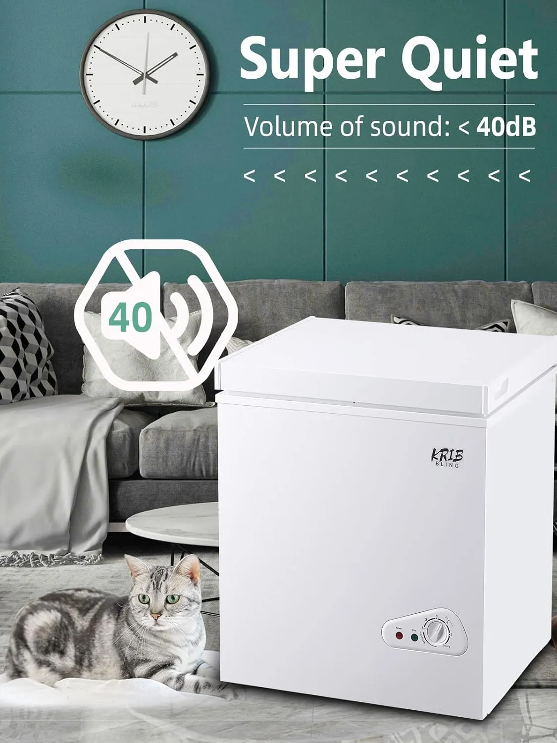 3.5 Cu.Ft Chest Freezer 7 Gears Temperature Control(-18°F to -46°F), Deep Compact Freezer with a Removable Basket, for House, Kitchen, Garage, Basement, Shop, White