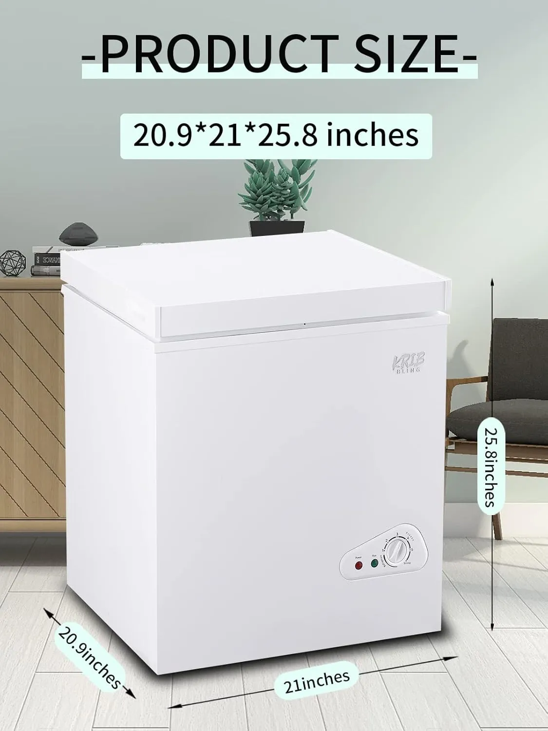 3.5 Cu.Ft Chest Freezer 7 Gears Temperature Control(-18°F to -46°F), Deep Compact Freezer with a Removable Basket, for House, Kitchen, Garage, Basement, Shop, White