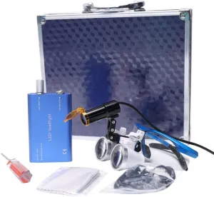 3.5x420 Loupes Medical Loupe Magnifier Magnification Binocular 5W Headlight Headlamp (Blue)