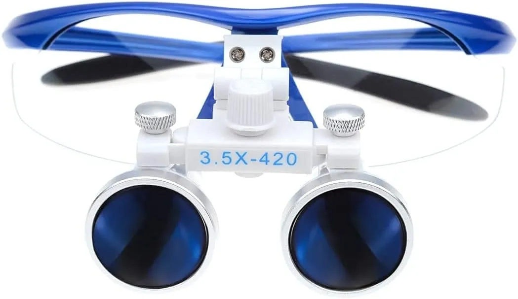 3.5x420 Loupes Medical Loupe Magnifier Magnification Binocular 5W Headlight Headlamp (Blue)