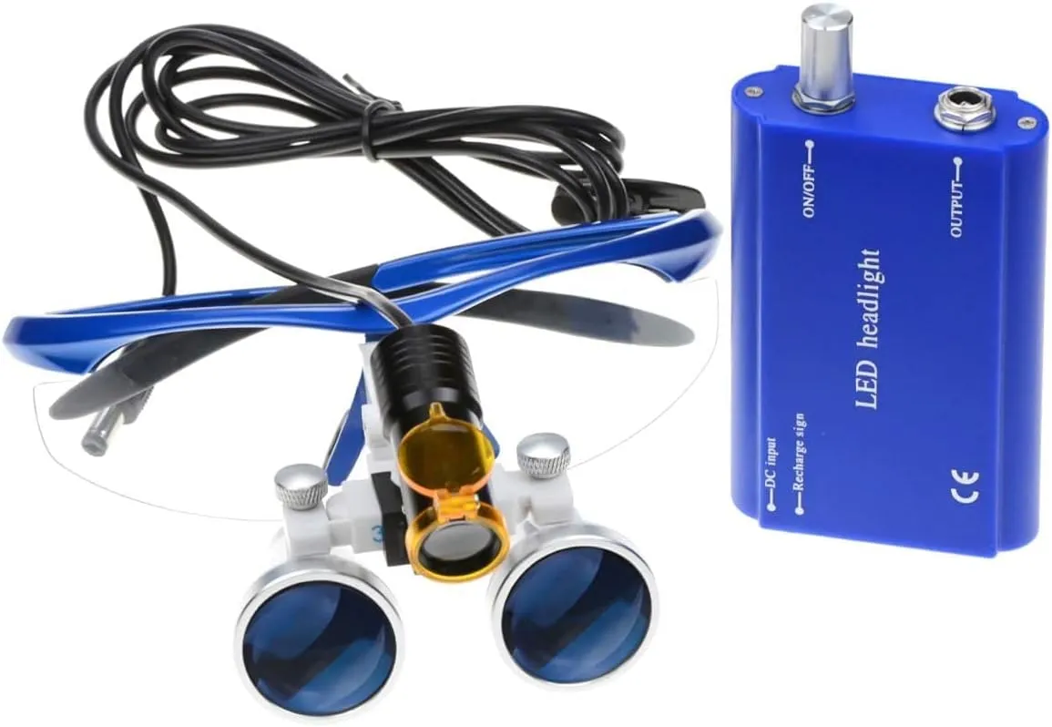 3.5x420 Loupes Medical Loupe Magnifier Magnification Binocular 5W Headlight Headlamp (Blue)