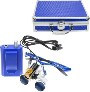 3.5x420mm Loupes Magnifier Glasses Binocular 5W Headlamp Belt Clip Type (Blue)
