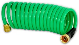 3/8 inch ID Self Coiling Garden, RV, Marine Outdoor Water Hose (15' Green)