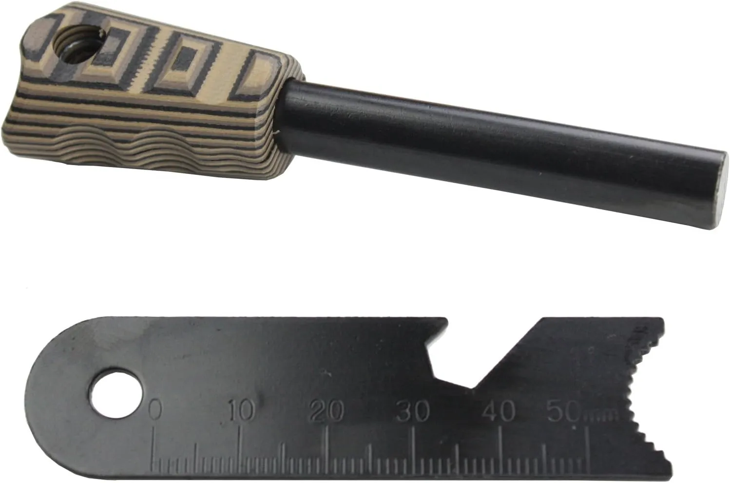 3/8" Thick Bushcraft Fire Steel with G10 Handle Ferro Rod Fire Starter Multi 6-1 Fire Striker Tool and Lanyard Included Ideal for Camp Cooking, Camping, Hiking Emergency Survival