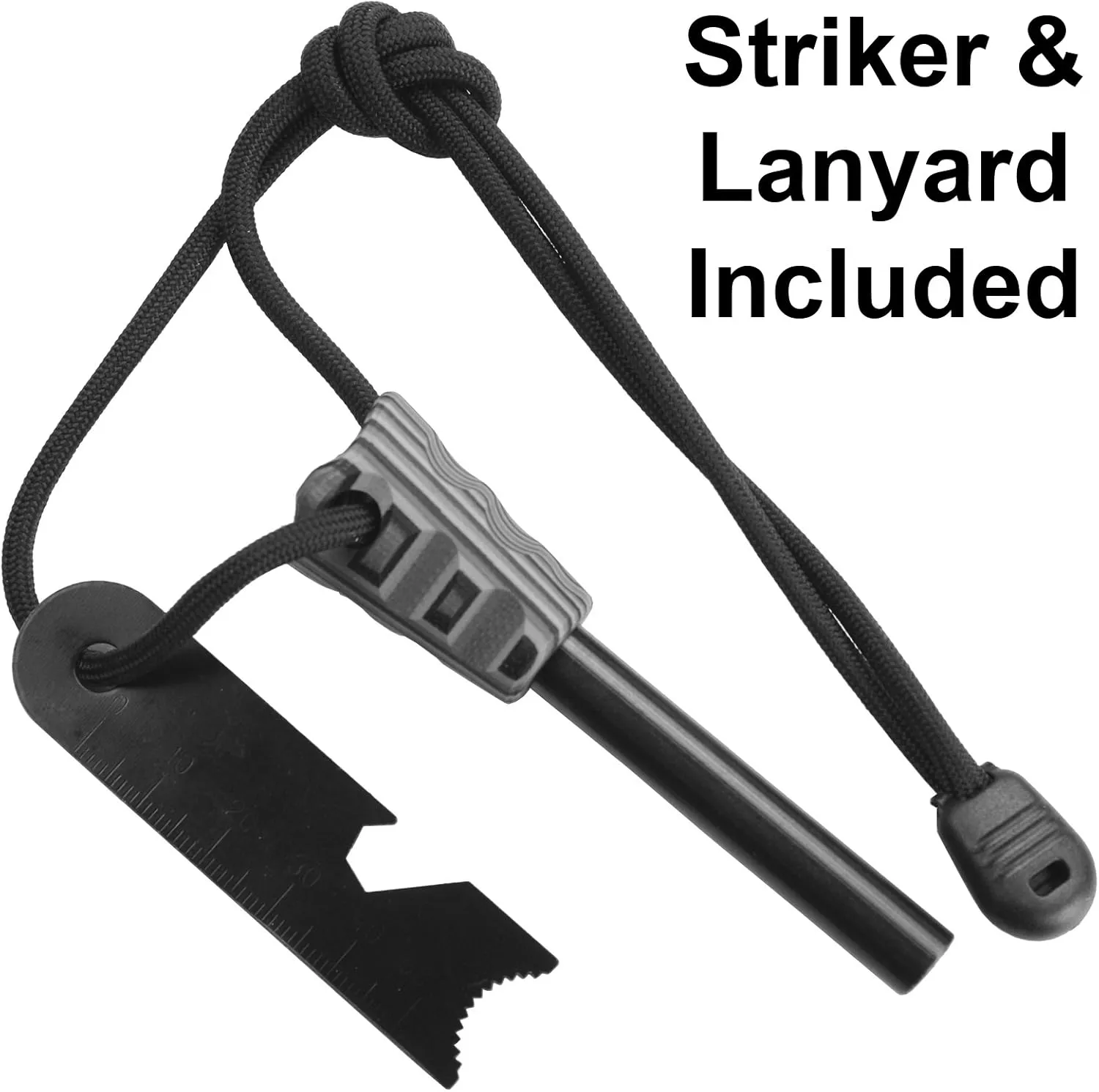 3/8" Thick Bushcraft Fire Steel with G10 Handle Ferro Rod Fire Starter Multi 6-1 Fire Striker Tool and Lanyard Included Ideal for Camp Cooking, Camping, Hiking Emergency Survival