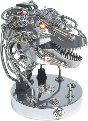 3D Steampunk Moving Mechanical T-rex Head Model, 3D Metal Puzzle DIY Craft Kit for Adults Stress Relief, Great Gifts for Teens and Adults, 180PCS 