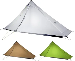 3F UL Gear LanShan pro Tent, 1 Person / 2 Person Outdoor Ultralight Camping Tent, 3-Season or 4-Season Professional Backpacking Ten, for Camping, Hiking, Trekking (Gray-1 Person, 4 Season)