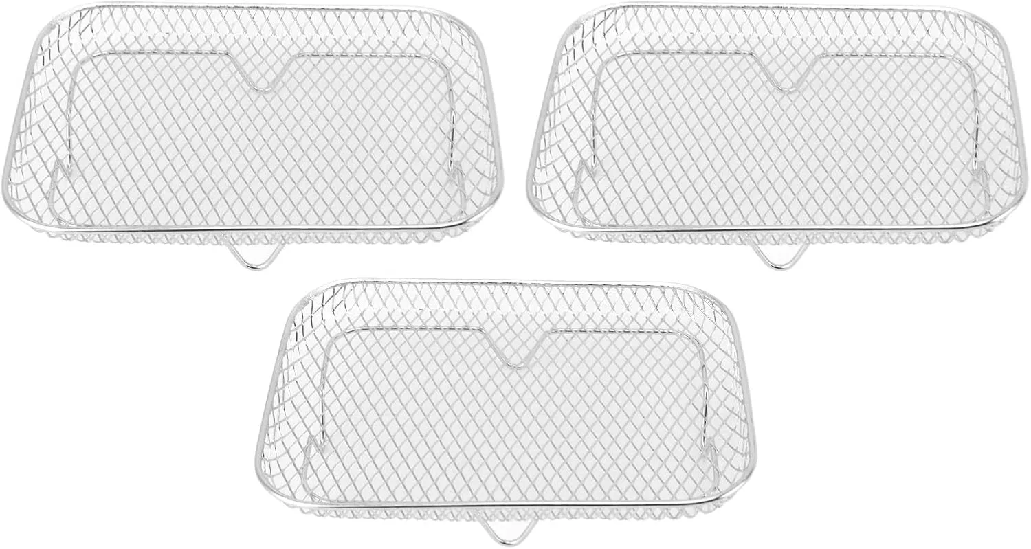 3PCS Stackable Multi Layer Dehydrator Rack, Stainless Steel Fryer Accessories, Convenient Side Design, Versatile Stackable Design, 8 Inch Compatibility, Made of Food Grade 304 (Rectangle (12 X 10 X