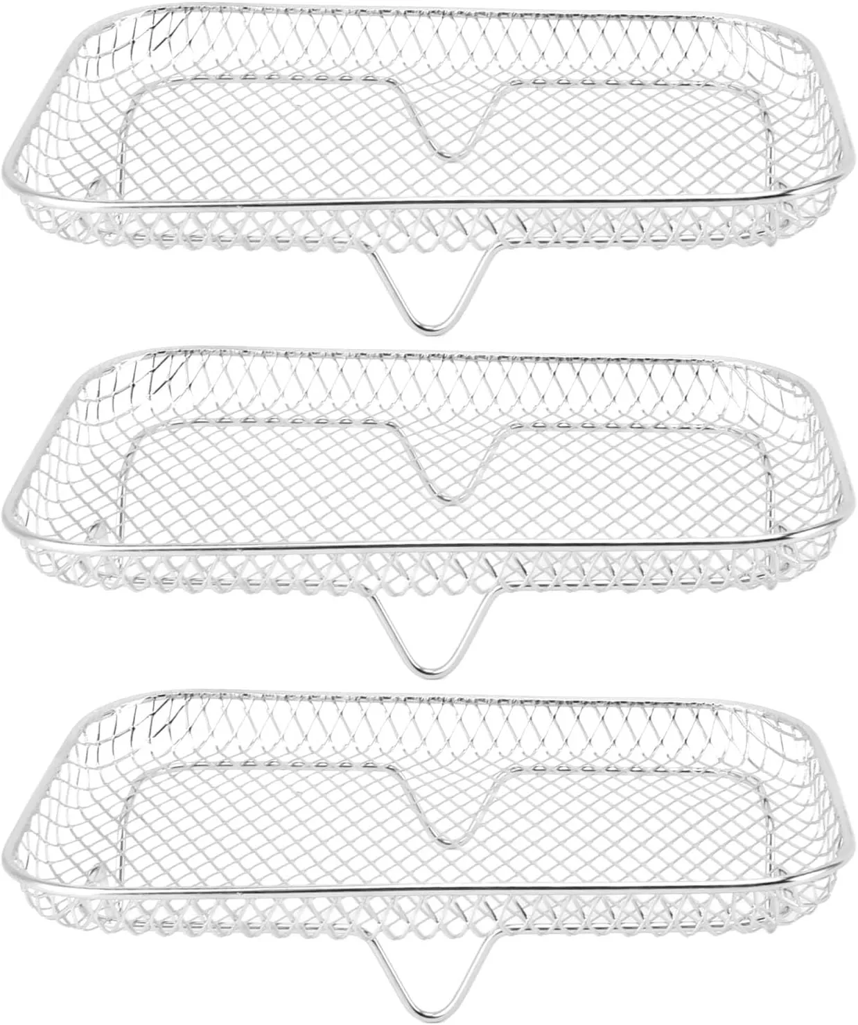 3PCS Stackable Multi Layer Dehydrator Rack, Stainless Steel Fryer Accessories, Convenient Side Design, Versatile Stackable Design, 8 Inch Compatibility, Made of Food Grade 304 (Rectangle (12 X 10 X
