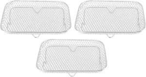 3PCS Stackable Multi Layer Dehydrator Rack, Stainless Steel Fryer Accessories, Convenient Side Design, Versatile Stackable Design, 8 Inch Compatibility, Made of Food Grade 304 (Rectangle (12 X 10 X