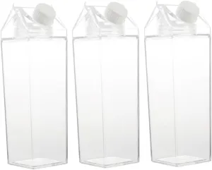 3pcs Transparent Containers Carton Water Bottles for Home Outdoor Use Leak Lightweight for Drinks Portable Juice Jars