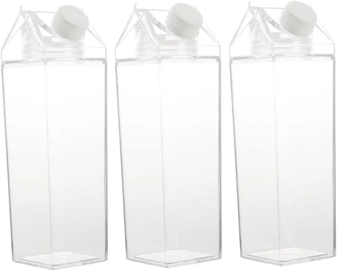 3pcs Transparent Containers Carton Water Bottles for Home Outdoor Use Leak Lightweight for Drinks Portable Juice Jars