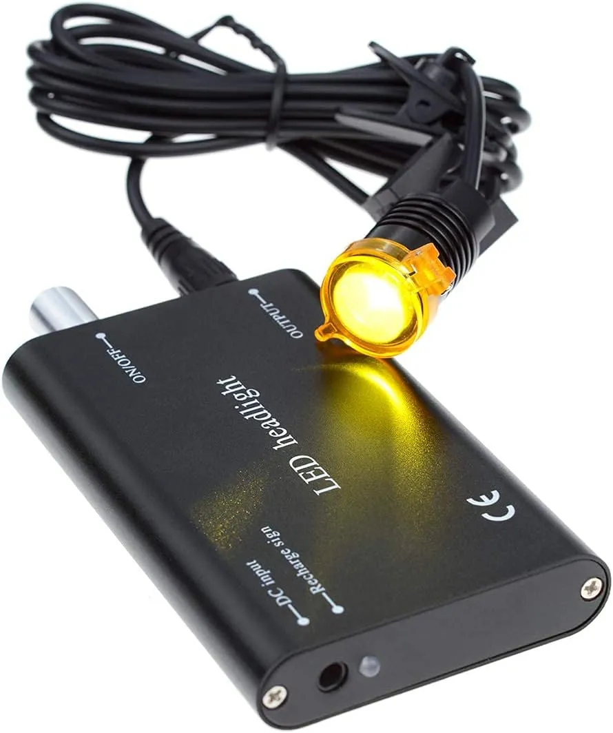 3W Portable LED Head Light Lamp with Plastic Clip Filter Head Light Headlamp for Binocular Loupe (Black)