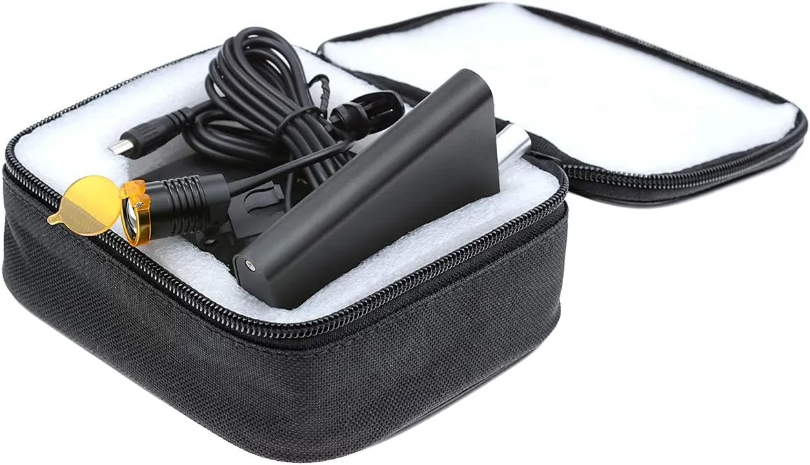 3W Portable LED Head Light Lamp with Plastic Clip Filter Head Light Headlamp for Binocular Loupe (Black)