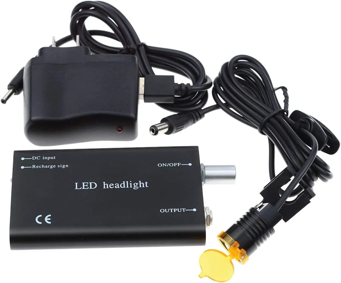3W Portable LED Head Light Lamp with Plastic Clip Filter Head Light Headlamp for Binocular Loupe (Black)