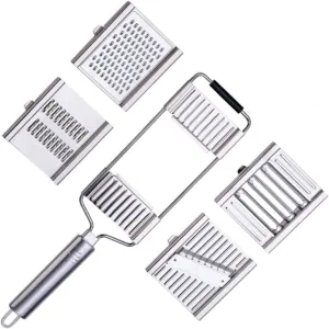 4 in 1 Multipurpose Vegetable Slicer Set, Cheese Grater Cabbage Shredder Kitchen Mandolins, Stainless Steel Vegetables Cutter with Cut Proof Glove, Handheld for Potato Lemon Ginger Onion Fruits
