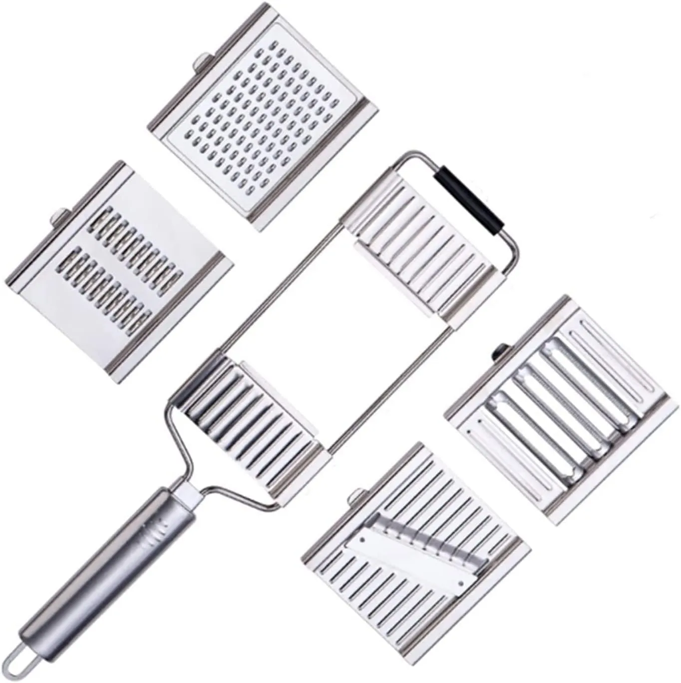 4 in 1 Multipurpose Vegetable Slicer Set, Cheese Grater Cabbage Shredder Kitchen Mandolins, Stainless Steel Vegetables Cutter with Cut Proof Glove, Handheld for Potato Lemon Ginger Onion Fruits