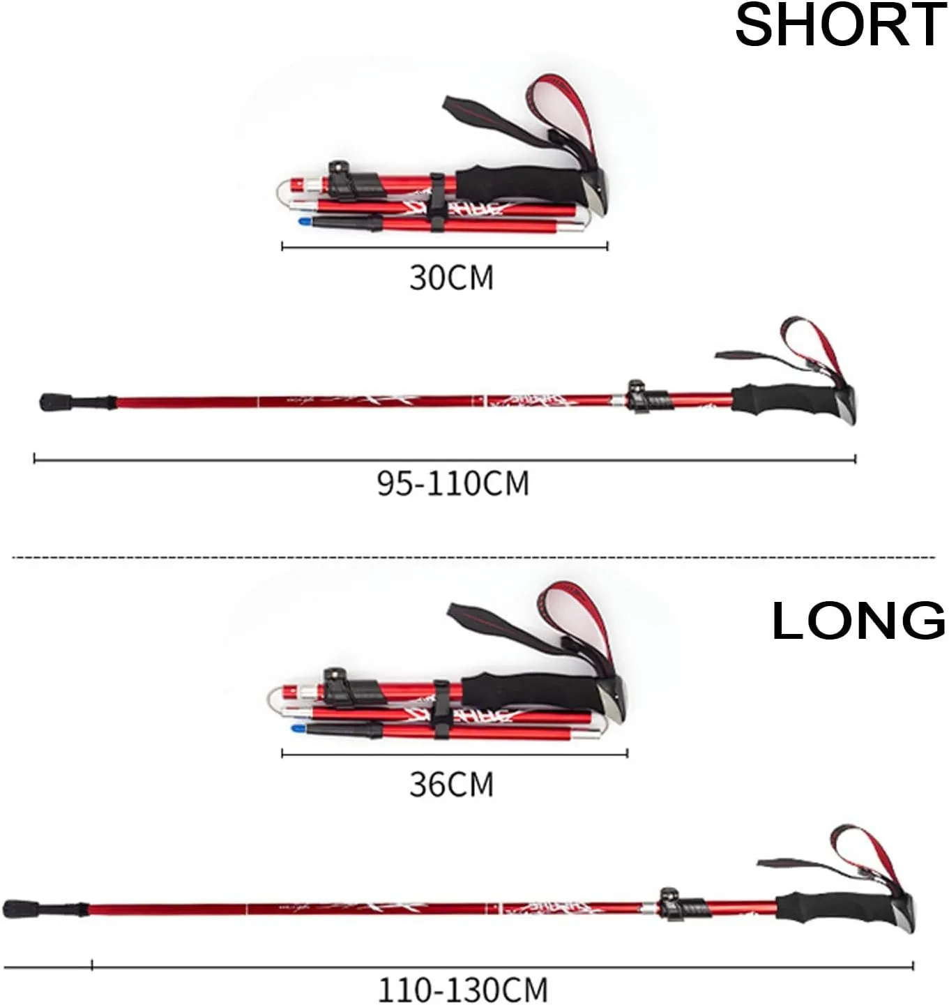 4 Pac Nordic Hiking Pole - Collapsible, Lightweight Aluminum Walking Stick for Seniors, Men, and Women