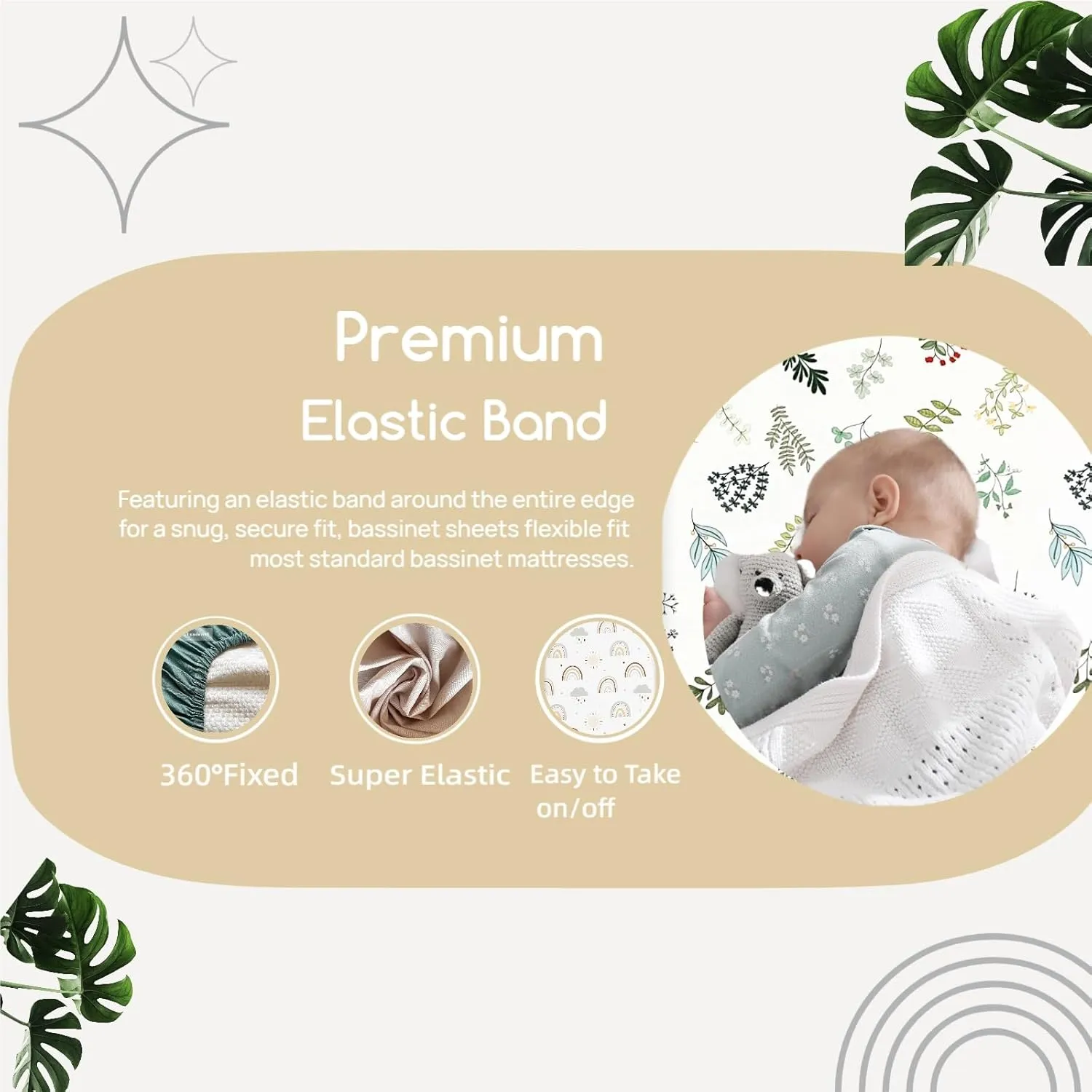 4 Pack Bassinet Sheets (20" x 33"), Compatible with Angelbliss, YADAQE, Maxi-COSI Iora/Swift, Pamobabe, BIERUM and Papablic Baby Bassinet, Soft and Skin-Friendly, Mint Green and Color Rainbow