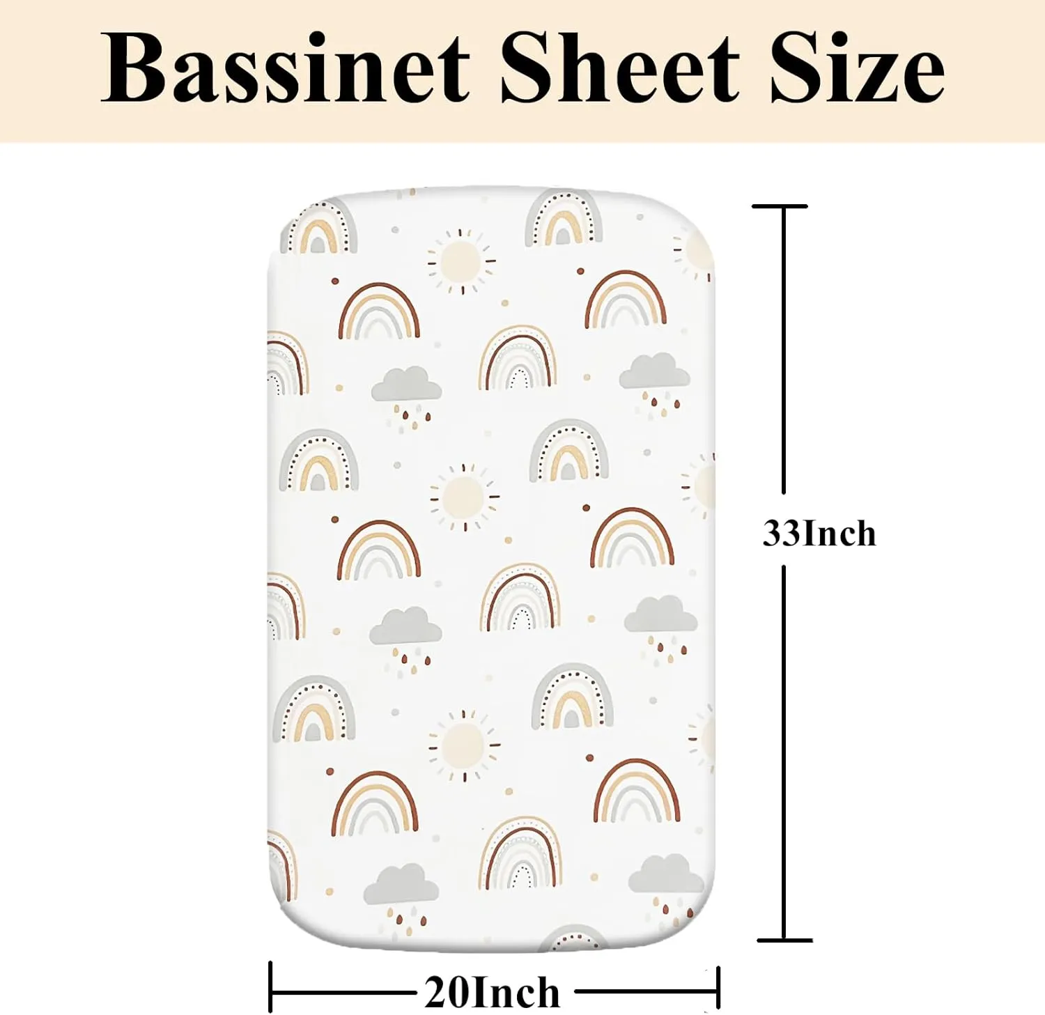4 Pack Bassinet Sheets (20" x 33"), Compatible with Angelbliss, YADAQE, Maxi-COSI Iora/Swift, Pamobabe, BIERUM and Papablic Baby Bassinet, Soft and Skin-Friendly, Mint Green and Color Rainbow