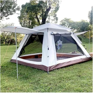 4-Person Waterproof Camping Tent, Lightweight and Spacious, with Double Doors and mesh Windows for Ventilation