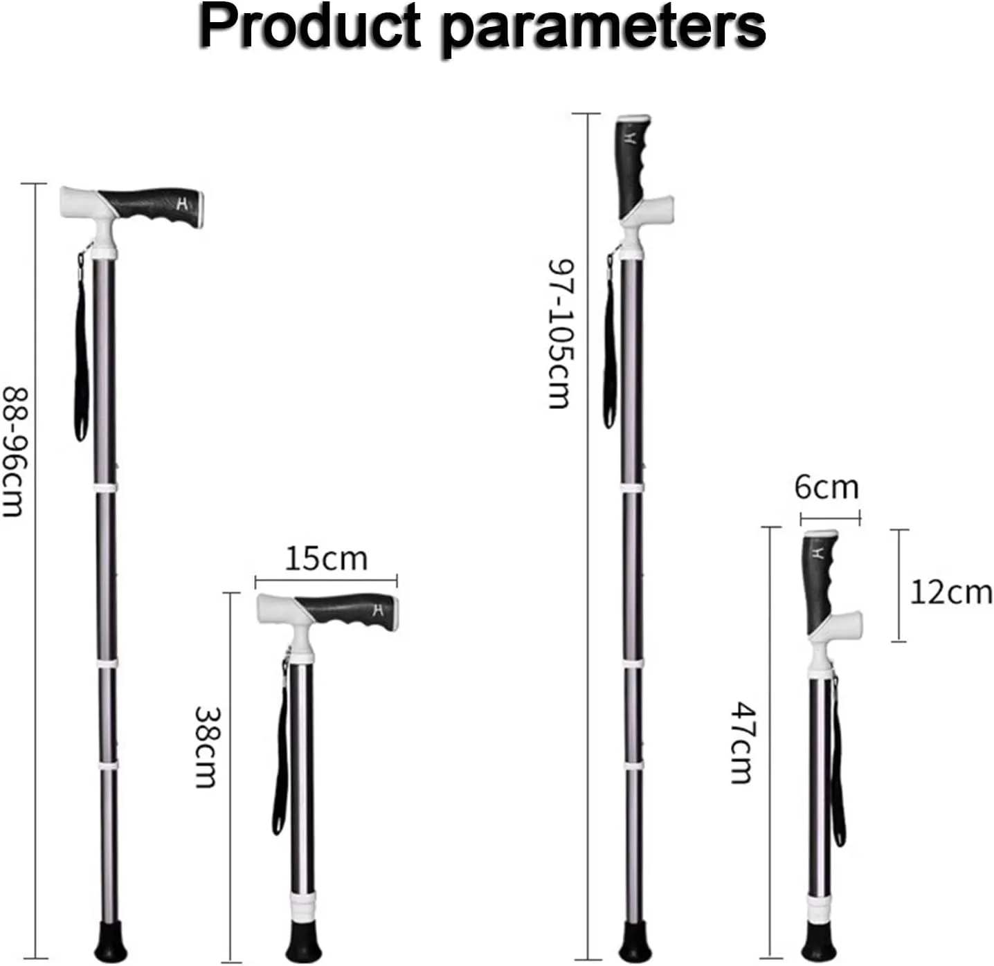 4-Section Telescopic Walking Stick Titanium Alloy Lightweight Hiking Stick - Can Be Put in a School Bag Non-Slip Walking Stick(A,38~105cm)