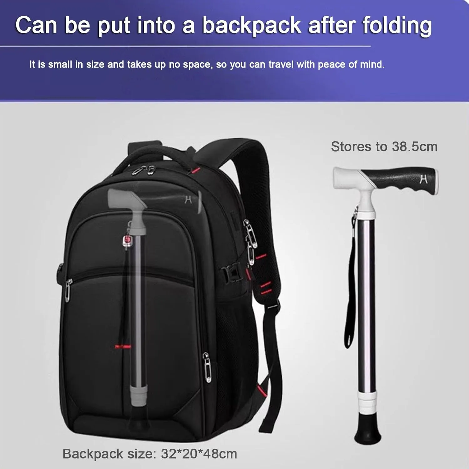 4-Section Telescopic Walking Stick Titanium Alloy Lightweight Hiking Stick - Can Be Put in a School Bag Non-Slip Walking Stick(A,38~105cm)
