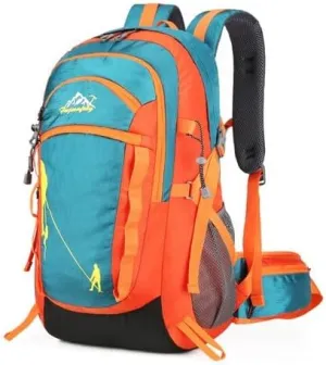 40L Large Camping Backpack,Lightweight Hiking Trekking For Men Women Outdoor Large Capacity Mountaineering Waterproof Bag(Orange Green)